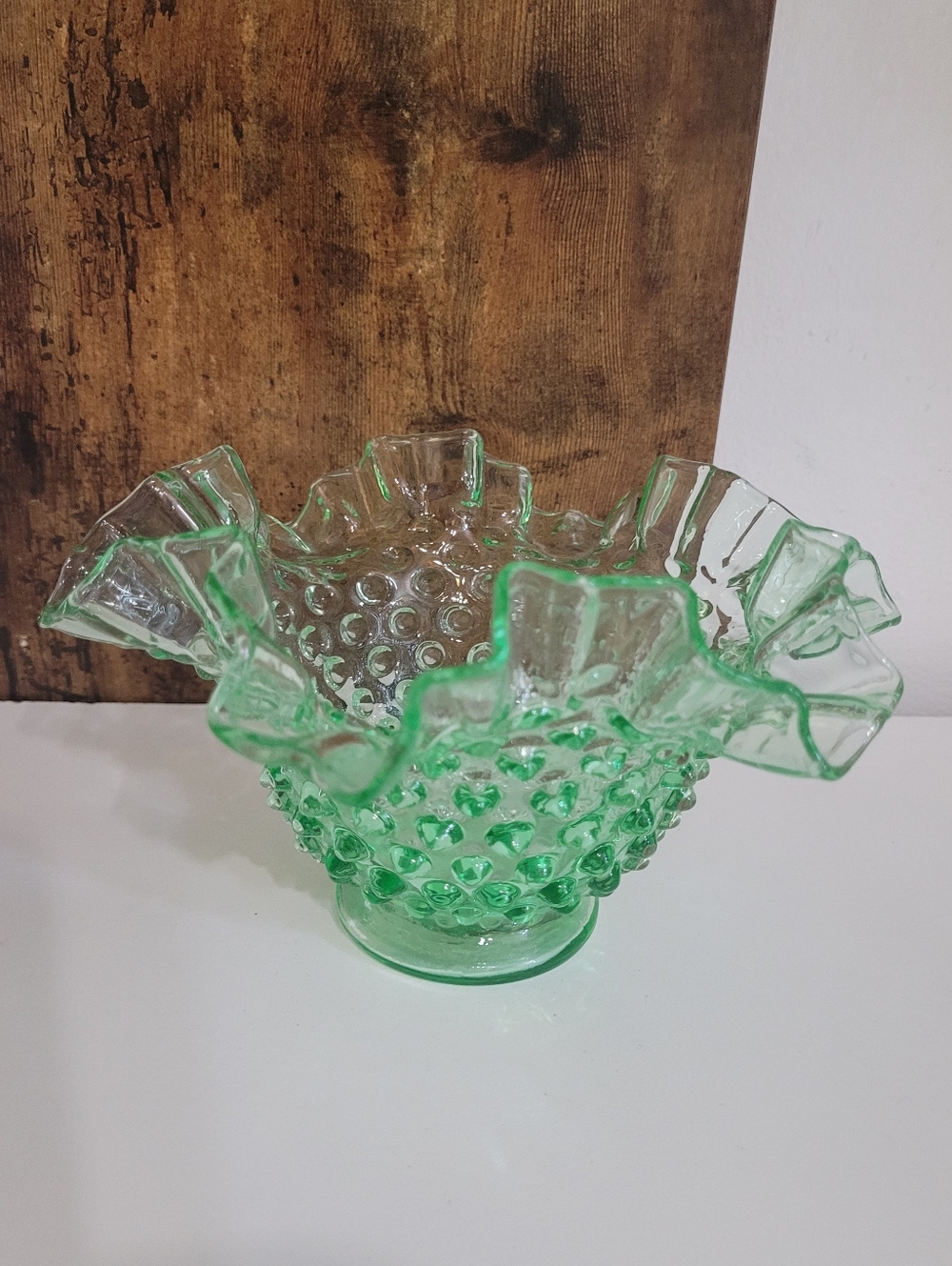 Vintage Fenton Green Hobnail Bowl